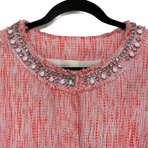 NYDJ Tweed Rhinestone Orange Blazer Jacket size L NEW NWT - Picture 2 of 12